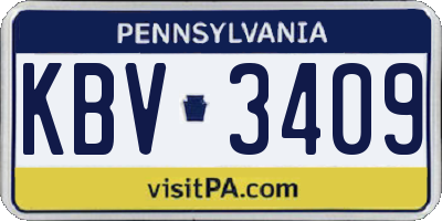 PA license plate KBV3409