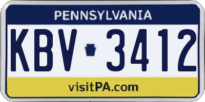 PA license plate KBV3412