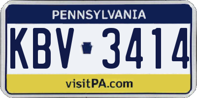 PA license plate KBV3414