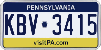 PA license plate KBV3415