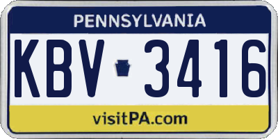 PA license plate KBV3416