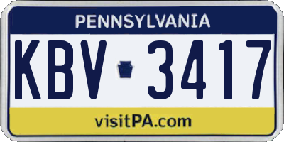 PA license plate KBV3417