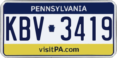 PA license plate KBV3419