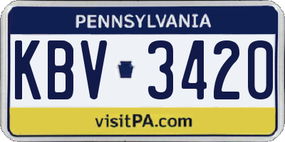 PA license plate KBV3420