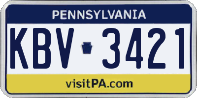 PA license plate KBV3421