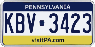PA license plate KBV3423