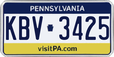PA license plate KBV3425