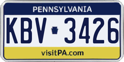 PA license plate KBV3426