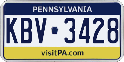 PA license plate KBV3428