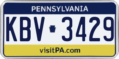 PA license plate KBV3429