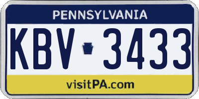 PA license plate KBV3433