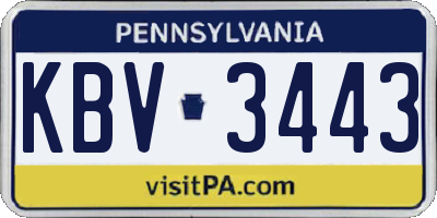 PA license plate KBV3443