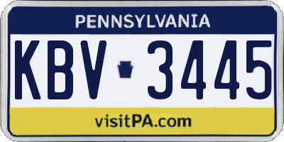 PA license plate KBV3445