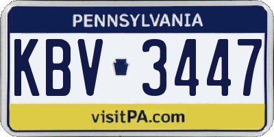 PA license plate KBV3447