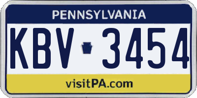 PA license plate KBV3454