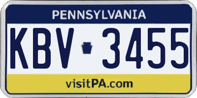 PA license plate KBV3455