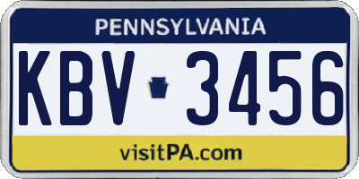PA license plate KBV3456