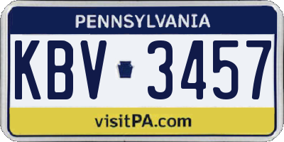PA license plate KBV3457