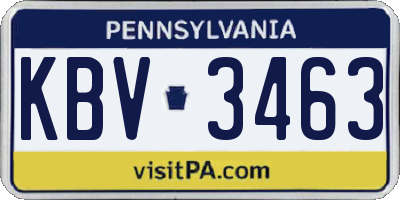 PA license plate KBV3463
