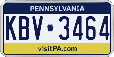 PA license plate KBV3464