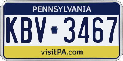 PA license plate KBV3467