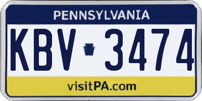 PA license plate KBV3474