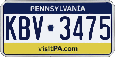 PA license plate KBV3475