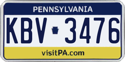 PA license plate KBV3476