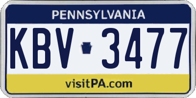 PA license plate KBV3477