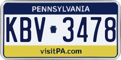 PA license plate KBV3478