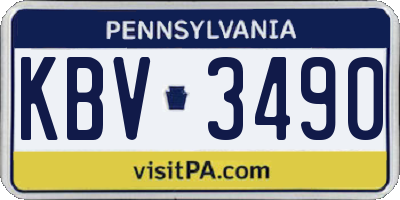 PA license plate KBV3490