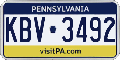 PA license plate KBV3492