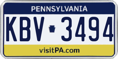 PA license plate KBV3494