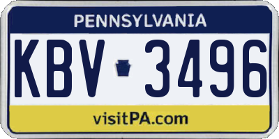 PA license plate KBV3496