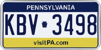 PA license plate KBV3498