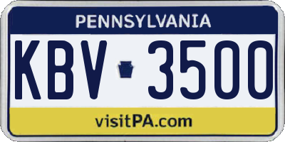 PA license plate KBV3500