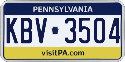 PA license plate KBV3504