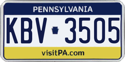 PA license plate KBV3505