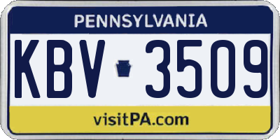 PA license plate KBV3509