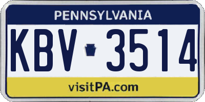 PA license plate KBV3514