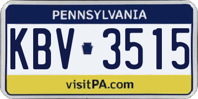PA license plate KBV3515