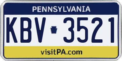 PA license plate KBV3521
