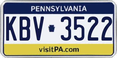 PA license plate KBV3522
