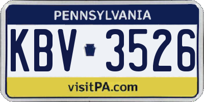 PA license plate KBV3526