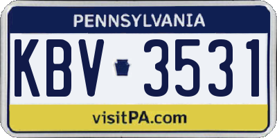 PA license plate KBV3531