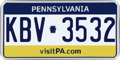 PA license plate KBV3532