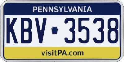 PA license plate KBV3538