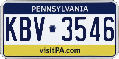PA license plate KBV3546