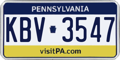 PA license plate KBV3547