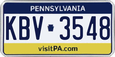 PA license plate KBV3548